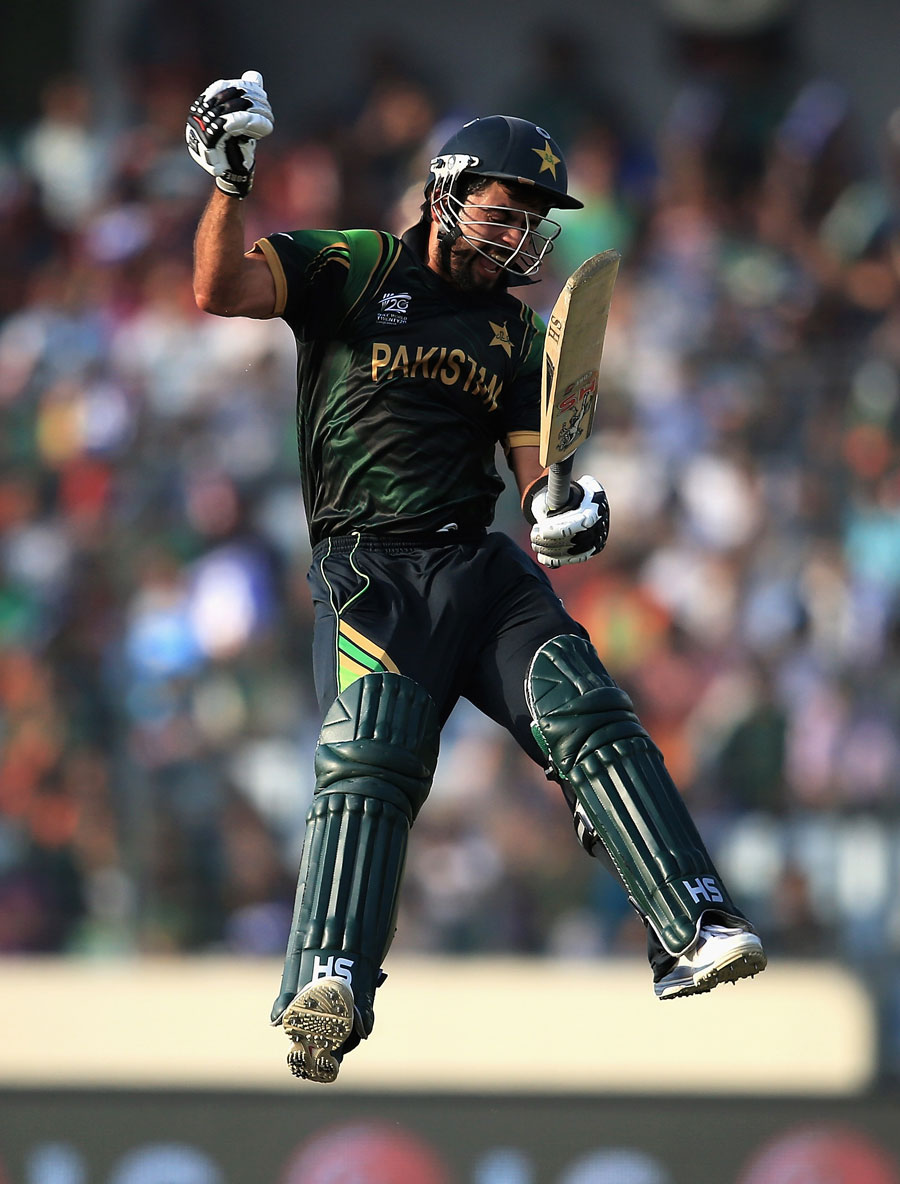 Ahmed Shehzad celebrates Pakistan's maiden T20 hundred