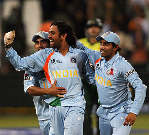 Mahendra Singh Dhoni is ecstatic after winning his first international match as captain
