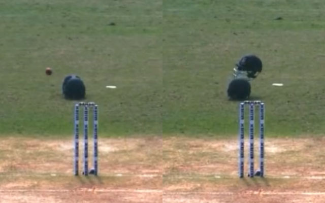 Yasir Ali hits helmet