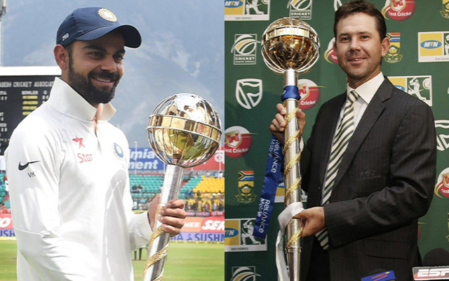 Virat Kohli and Ricky Ponting with Test Mace.