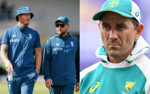 Justin Langer, Ben Stokes and head coach Brendon McCullum