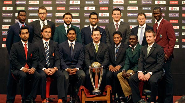 All Captains posing with World Cup 2011 Trophy