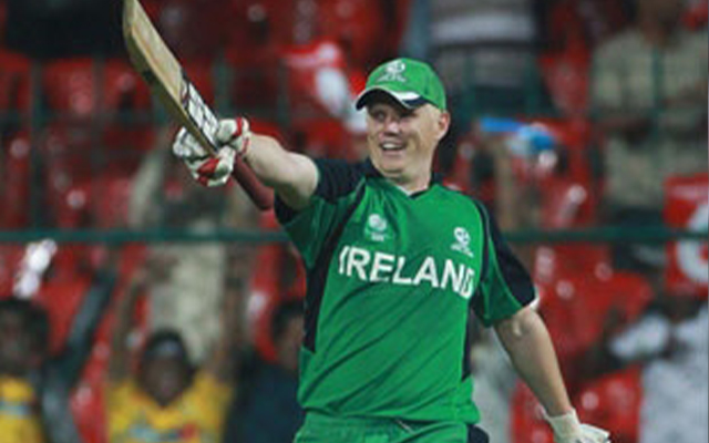 Kevin O Brien celebrating his hundred vs England in 2011 WC