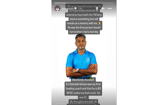 Ravi Ashwin IG story