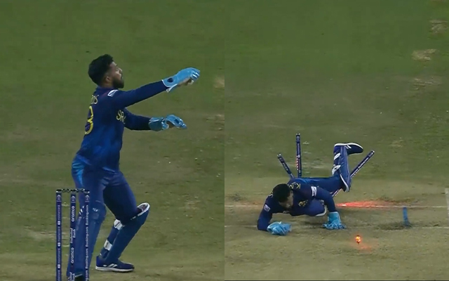 CWC 2023: Kusal Mendis hilariously falls onto the stumps while ...