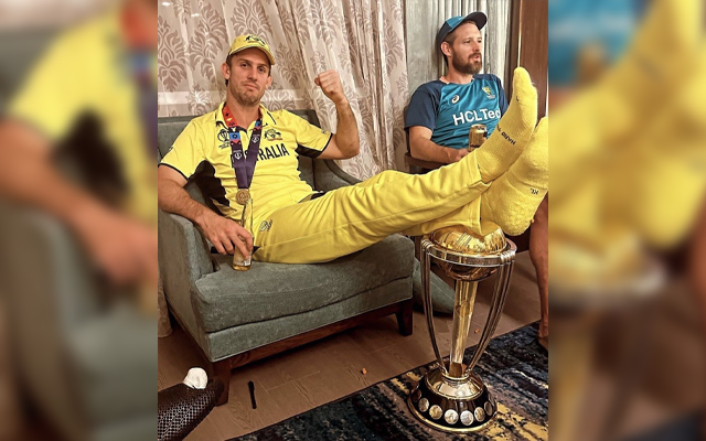 Mitchell Marsh With World Cup Trophy.