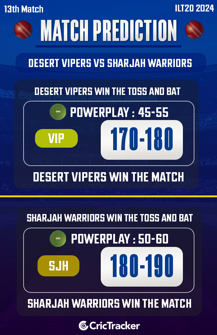 VIP बनाम SJH मैच भविष्यवाणी- आज का ILT20 मैच 13 कौन जीतेगा?
