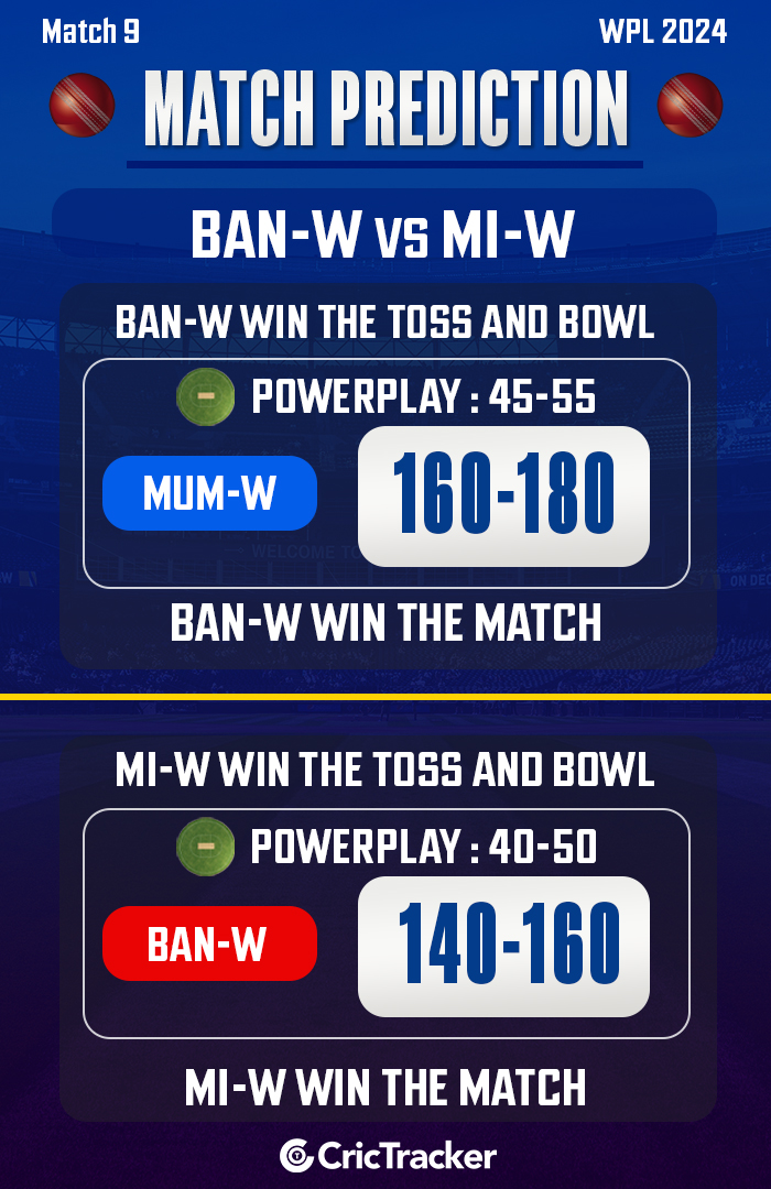 BAN-W vs MUM-W Match Prediction – Who will win today’s WPL match between Bangalore vs Mumbai?