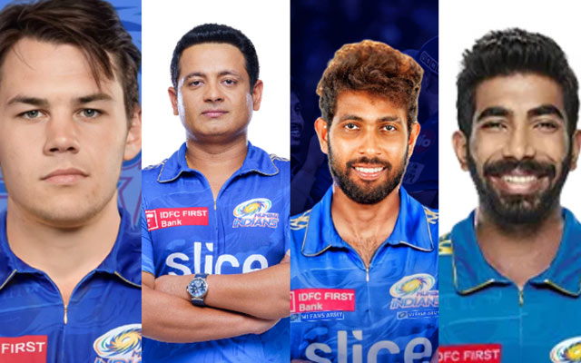 Gerald Coetzee, Piyush Chawla, Jasprit Bumrah and Nuwan Thushara