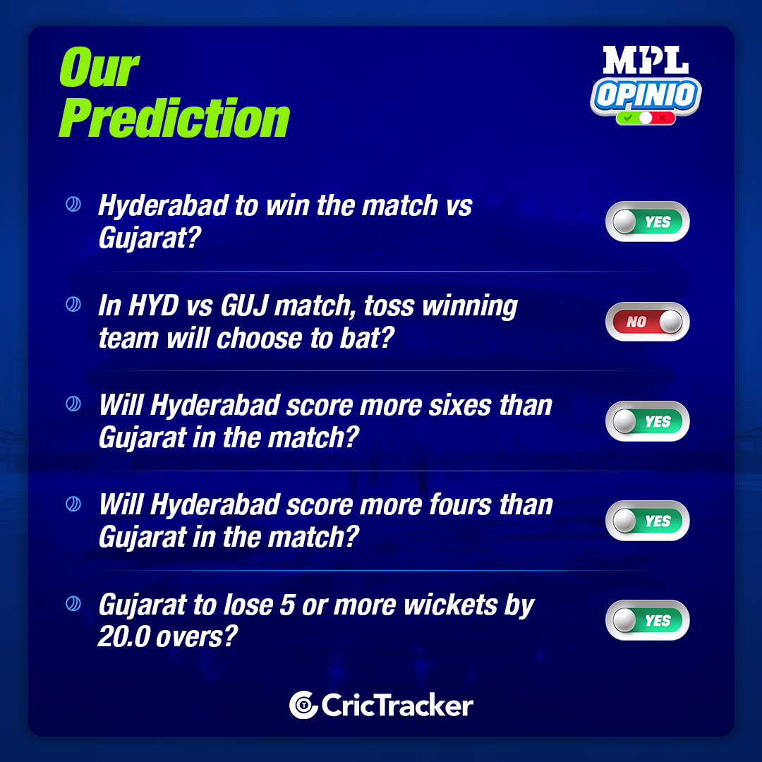 IPL 2024: HYD vs GUJ MPL Opinio Prediction - Who will win today match?