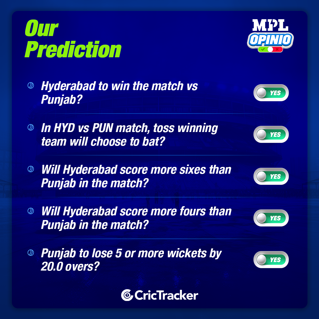 IPL 2024: SRH vs PBKS MPL Opinio Today's Prediction - Who will win today's match? - CricTracker