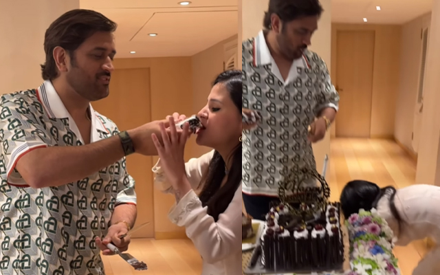 Watch: Sakshi Dhoni touches MS Dhoni’s feet on his 43rd birthday