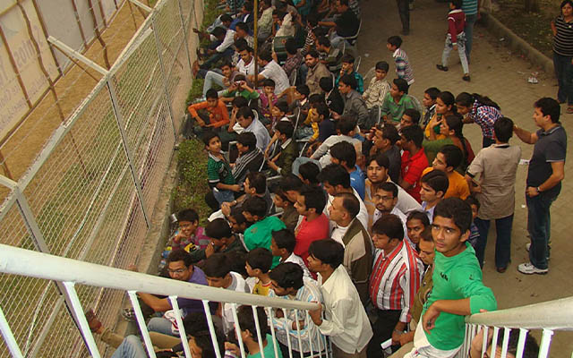 Ghaziabad crowd watches the UP-Delhi Ranji Trophy match