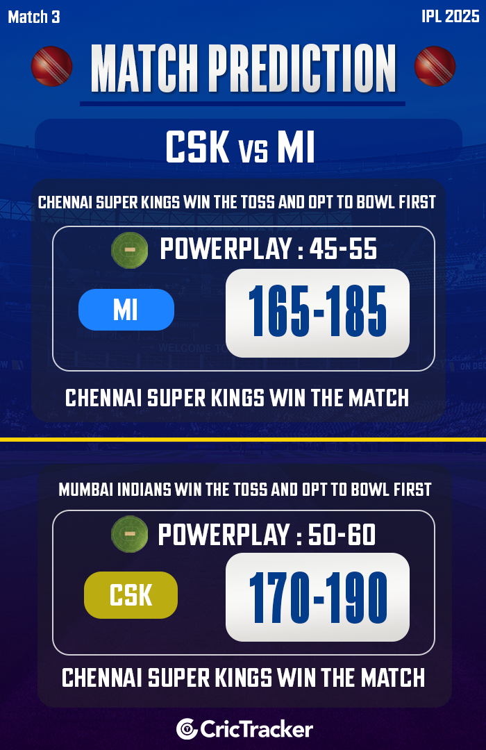 CSK vs MI Match Prediction, Match 3: Who will win today IPL match?