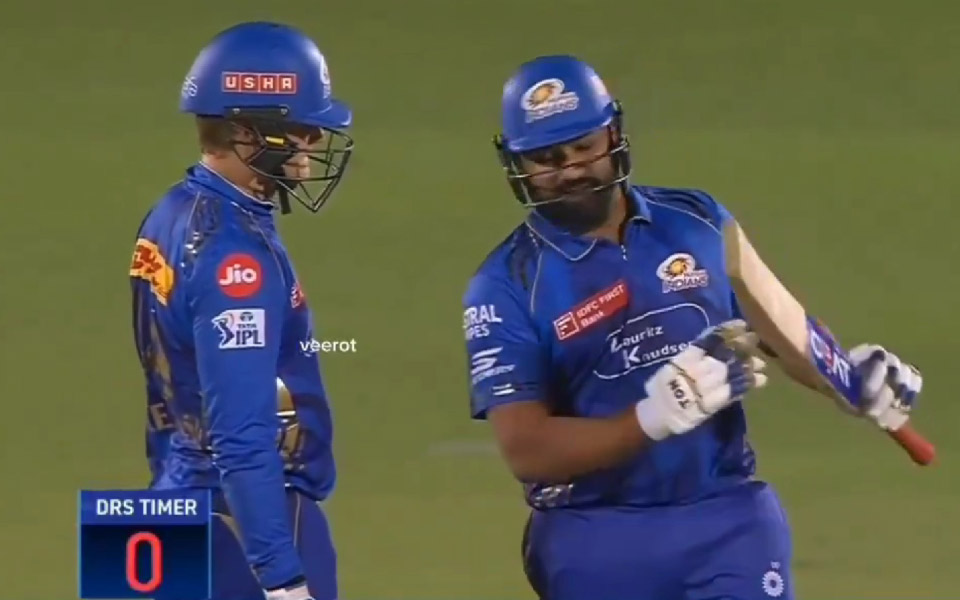 WATCH: Rohit Sharma takes DRS after 15 seconds in RR vs MI IPL 2025 match