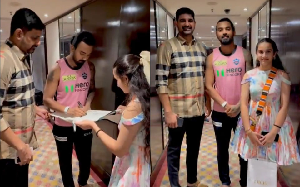 [WATCH] IPL 2025: KL Rahul meets Telangana MLA, clicks pictures with his daughter