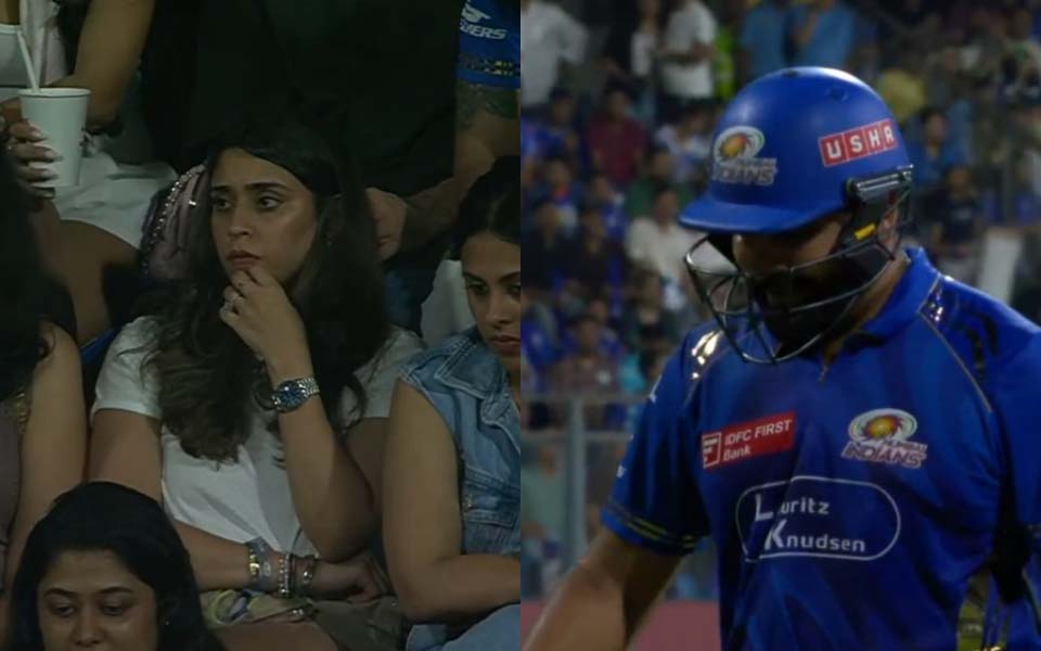 [WATCH] IPL 2025: Wife Ritika dejected post Rohit Sharma's early dismissal against Gujarat Titans | CricTracker