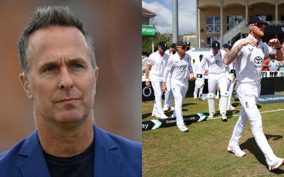 Michael vaughan and England test team.