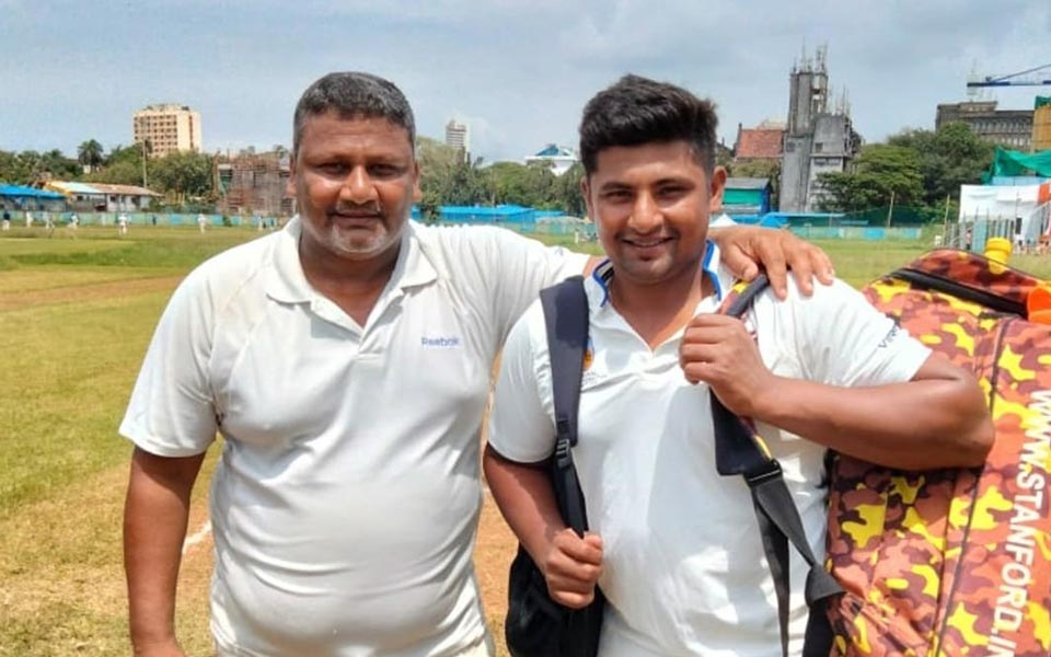 Sarfaraz Khan's father Naushad overcome with emotion as son's two-year Test wait ends