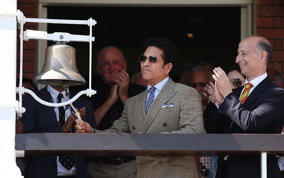 Sachin Tendulkar who was honoured to ring the bell in the Lord's Test