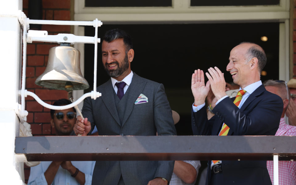 Cheteshwar Pujara who was honoured to ring the bell in the Lord's Test