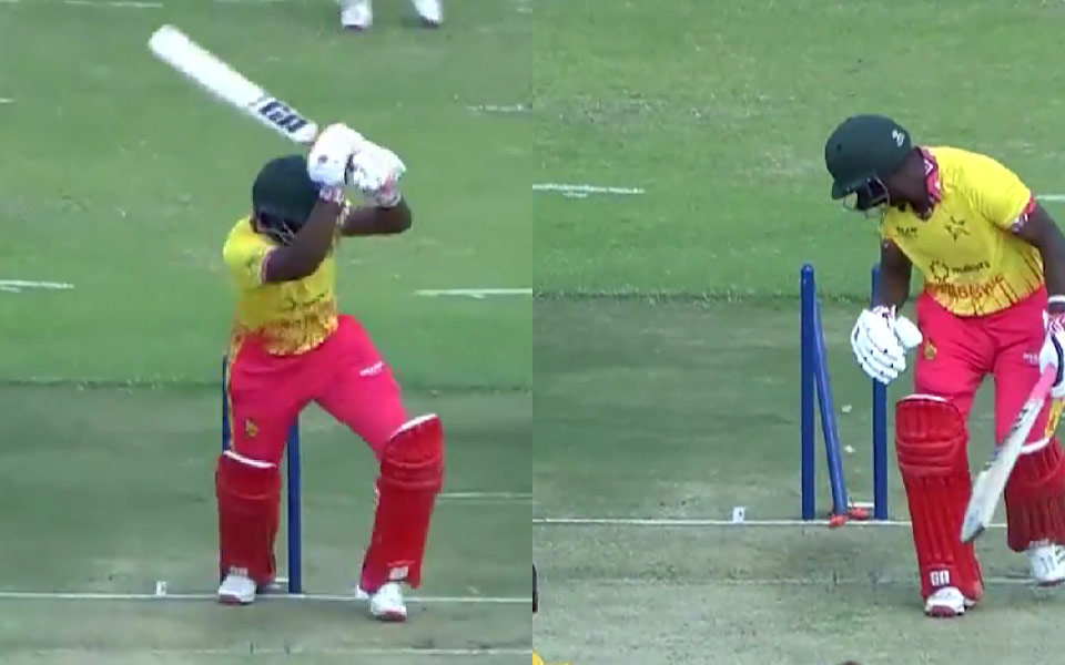[WATCH] Zimbabwe Tri-Nation Series 2025: Wessly Madhevere's bizarre hit-wicket dismissal grabs eyeballs