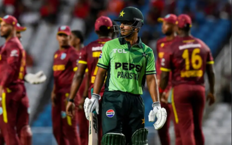 WI vs PAK 2025, 1st ODI: Saim Ayub walking back after getting dismissed