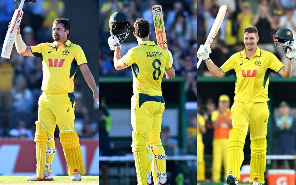 Travis Head [left], Mitchell Marsh [middle], Cameron Green [right]