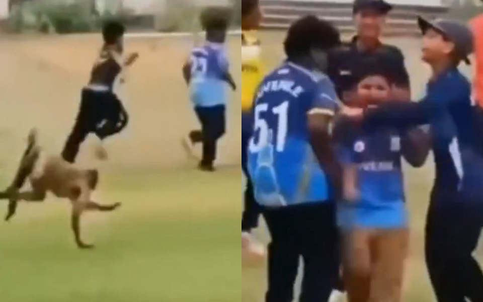 Monkey interrupts cricket field and attacks young players – watch video
