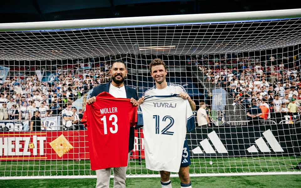Yuvraj Singh and Thomas Müller exchange Jerseys as Whitecaps FC welcome Canada Super 60