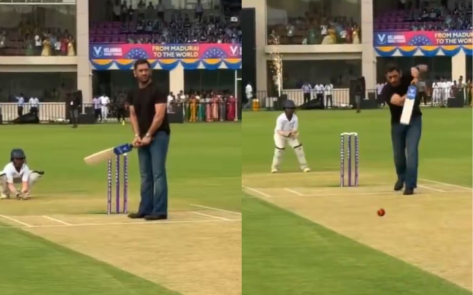 MS Dhoni while inaugurating a stadium in Madurai, Tamil Nadu