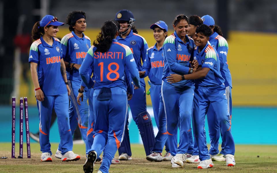 Women's World Cup 2025, Match 6: Indian players celebrating a wicket