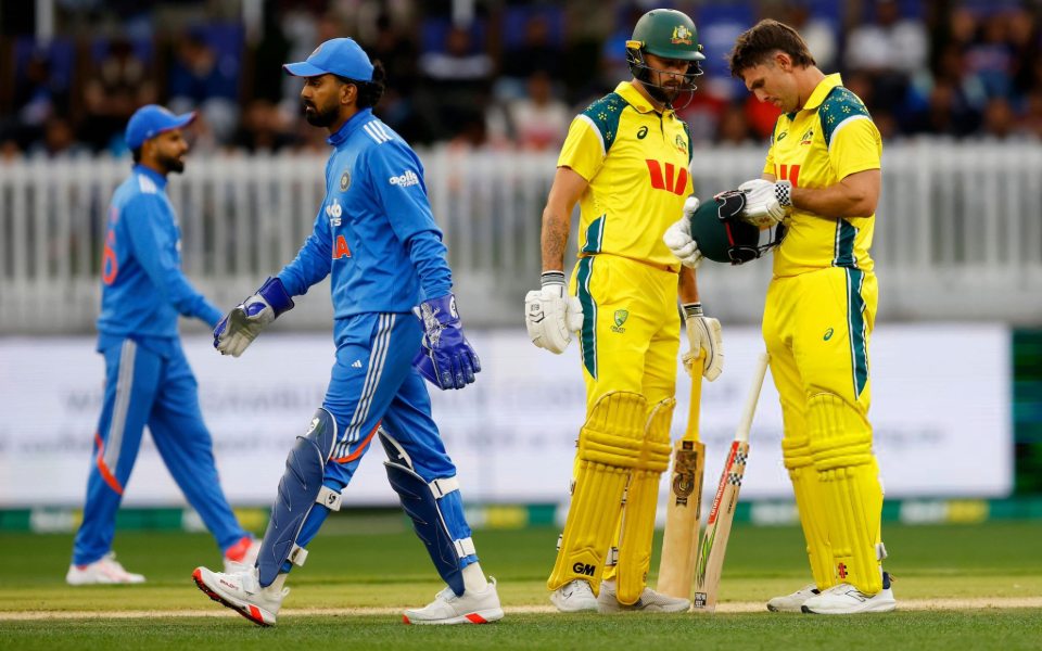 AUS vs IND 2025, 1st ODI: [L to R] Shreyas Iyer, KL Rahul, Matthew Short, Mitchell Marsh