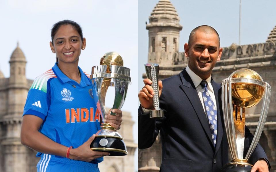 Harmanpreet Kaur recreates MS Dhoni’s iconic picture at Gateway of India with World Cup trophy