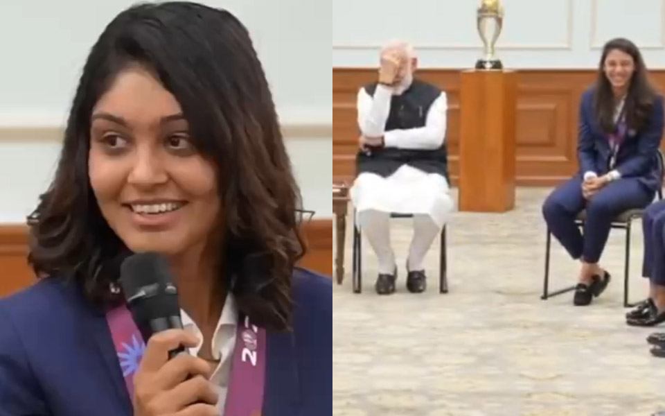 Harleen Deol, India Prime Minister Narendra Modi and Smriti Mandhana