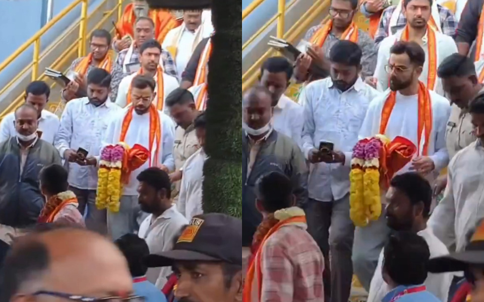 Virat Kohli prays at Simhachalam Devasthanam Temple in Visakhapatnam after successful ODI series