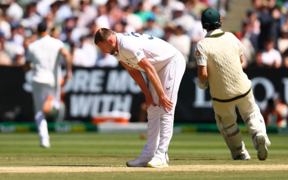 Ashes 2025-26: Gus Atkinson leaves field clutching hamstring as England's injury woes deepen