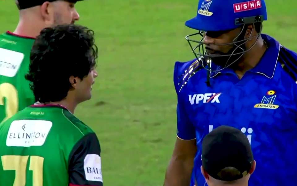 [WATCH] Kieron Pollard, Naseem Shah engage in war of words during ILT20 2025-26 final