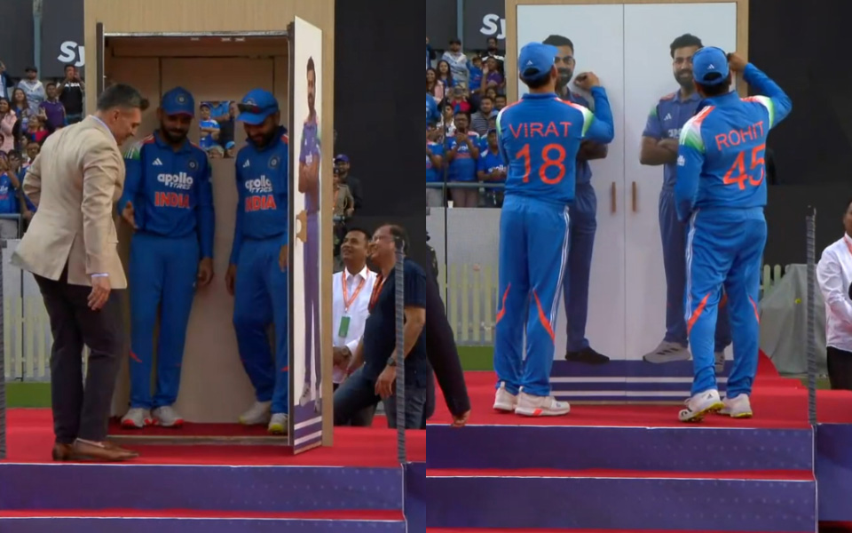 [WATCH] Virat Kohli, Rohit Sharma get felicitated by BCA in unique coming-out-of-closet act, video goes viral