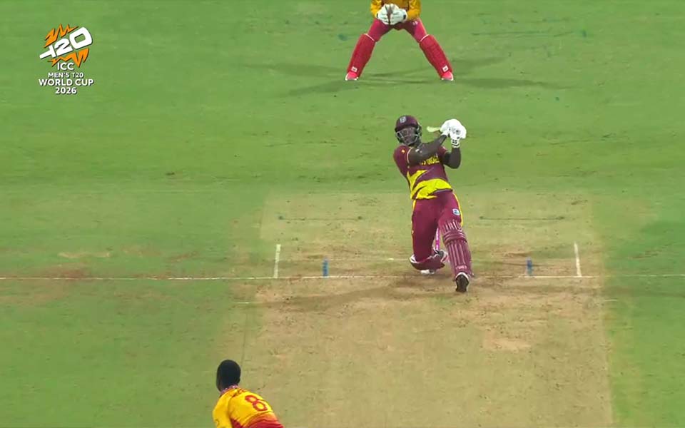 [WATCH] T20 World Cup 2026: Rovman Powell treats Wankhede fans with gigantic 106-metre six versus Zimbabwe