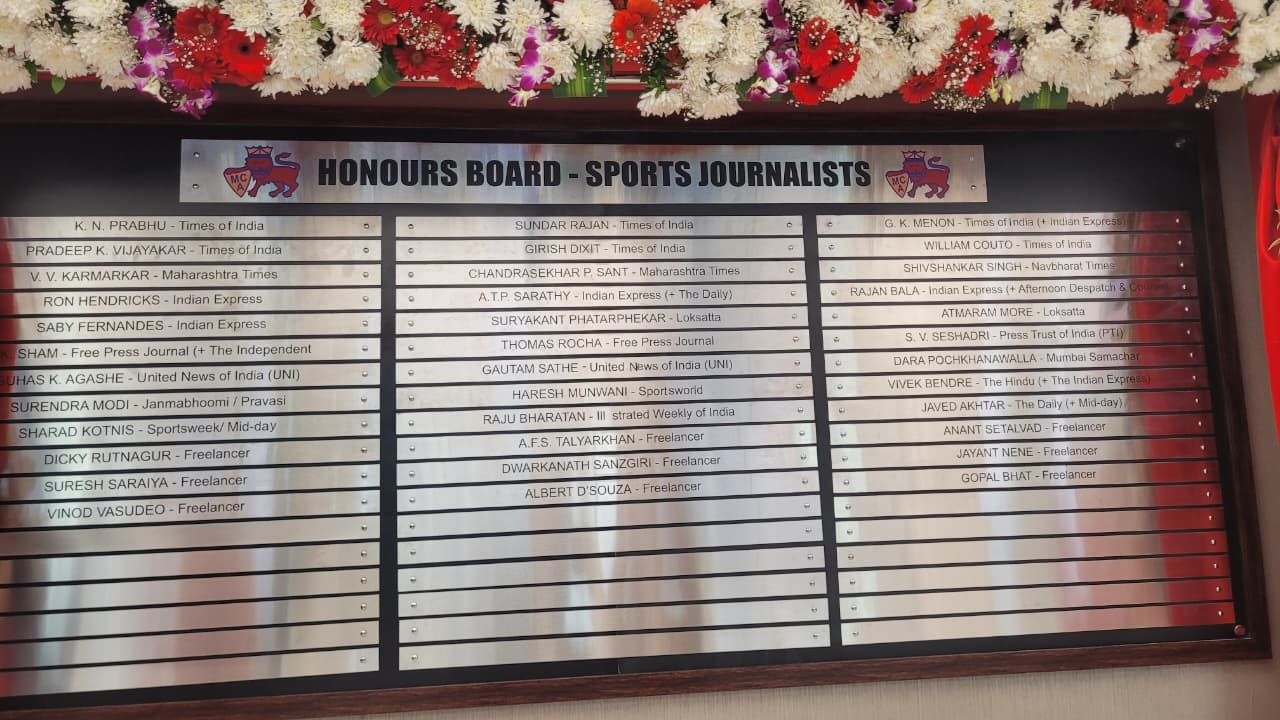 MCA pays tribute as sports journalists get Honours Board at Wankhede Stadium