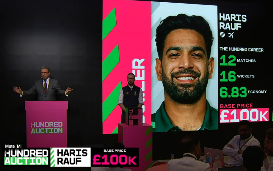 Haris Rauf goes unsold in first round of inaugural Men's Hundred auction