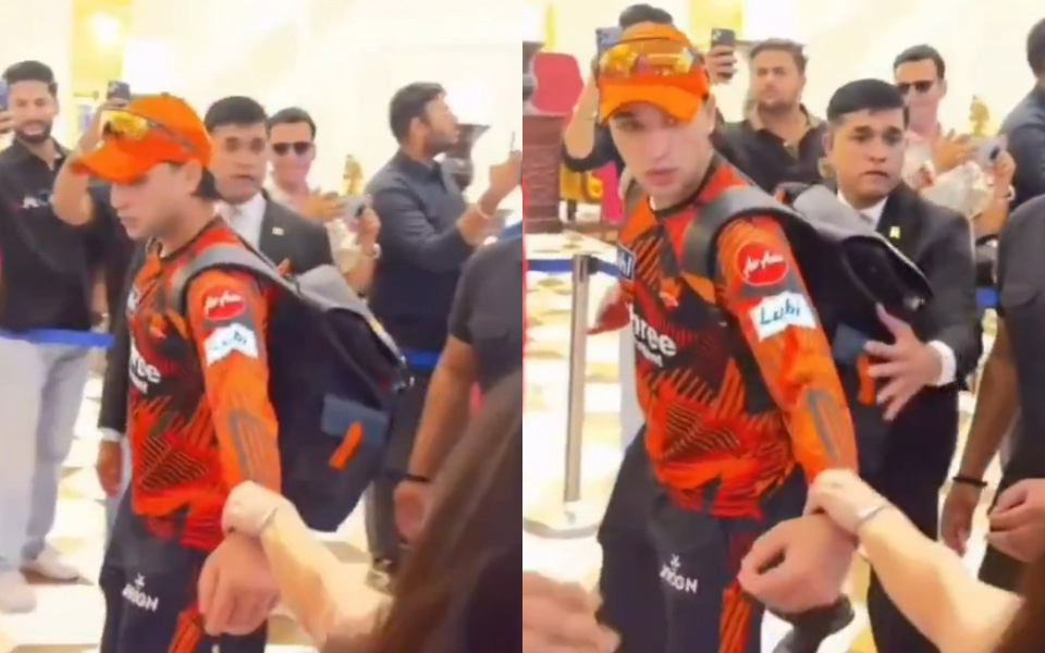 [WATCH] Abhishek Sharma pulled by female fan in team hotel, security guards intervene