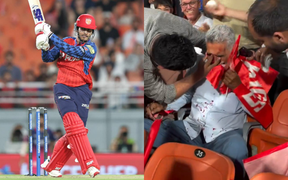 [WATCH] Aged fan left bloodied after Priyansh Arya's sixer during PBKS vs RR match in New Chandigarh
