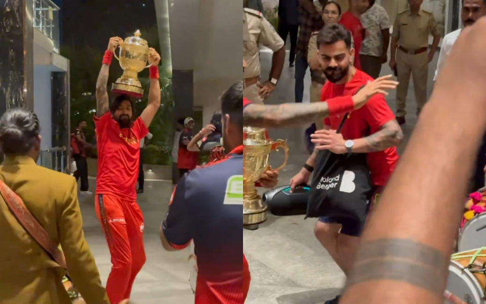 [WATCH] IPL 2026: Krunal Pandya, Virat Kohli celebrate IPL victory with dhol dance