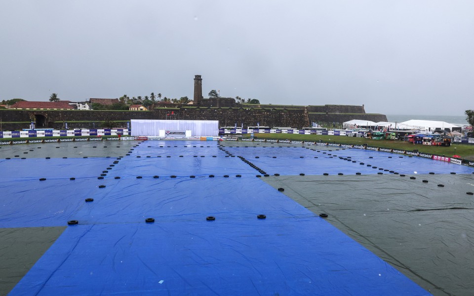 Galle Test Day 2 start delayed as entire outfield under covers