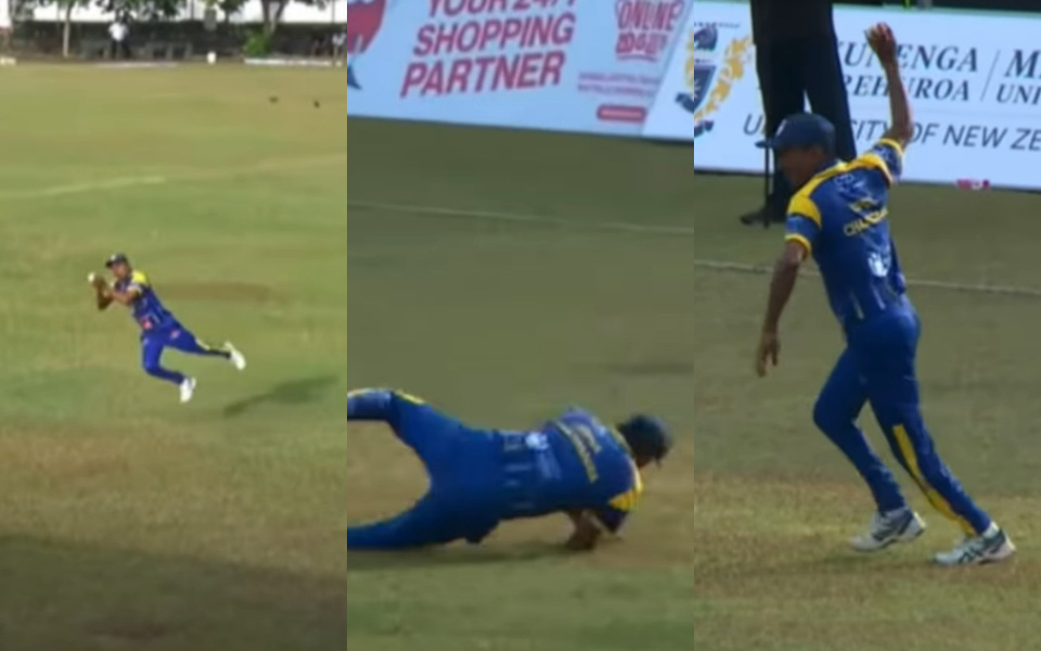 WATCH: 54-year-old Upul Chandana goes air-borne to grab screamer in charity match