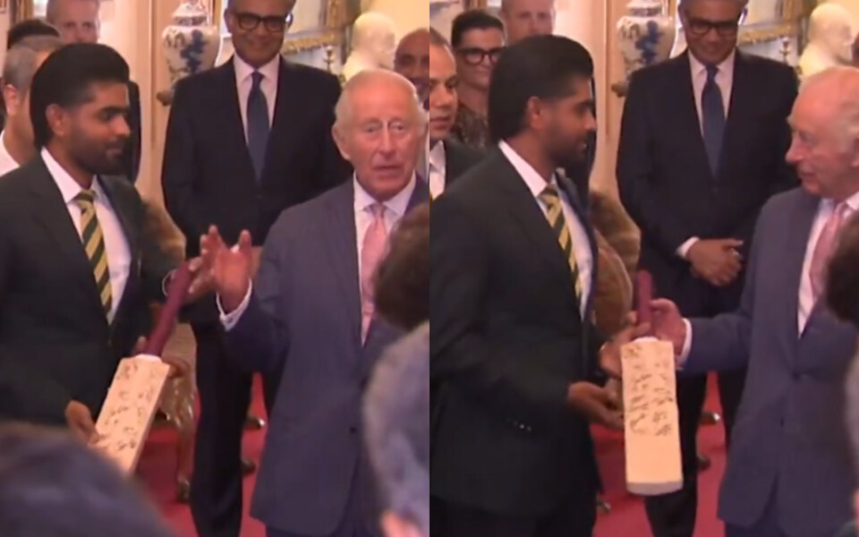 [WATCH] Babar Azam presents signed Pakistan bat to King Charles III during London audience