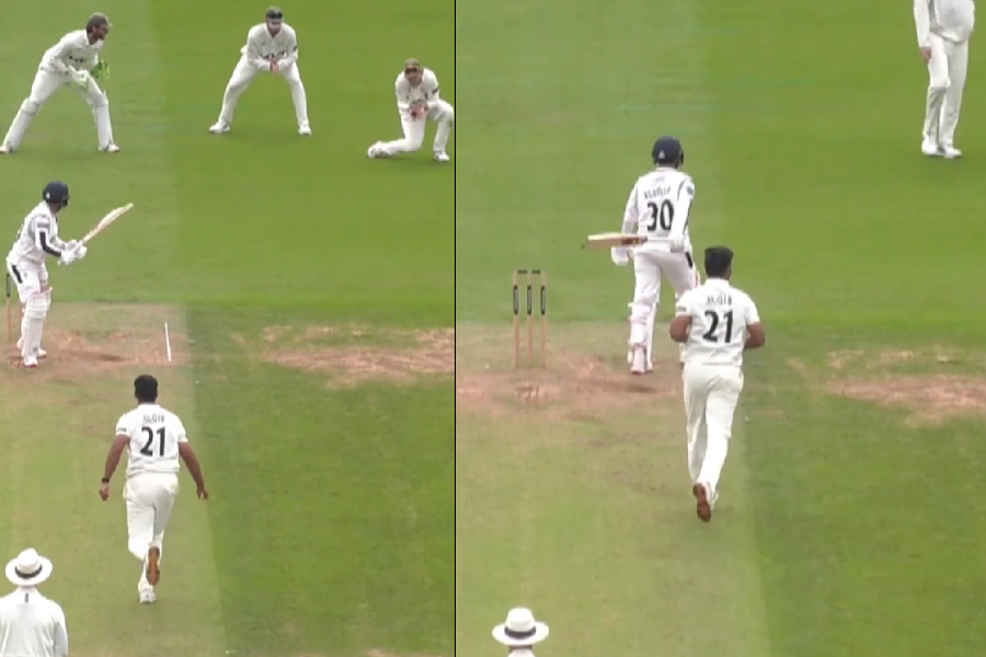Auqib Nabi. (Source:Surrey Cricket/X)