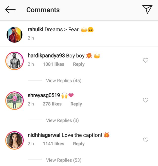Niddhi Agerwal's comment